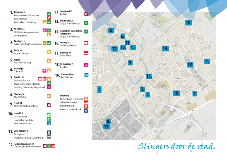 Plattegrond Slingers door de stad